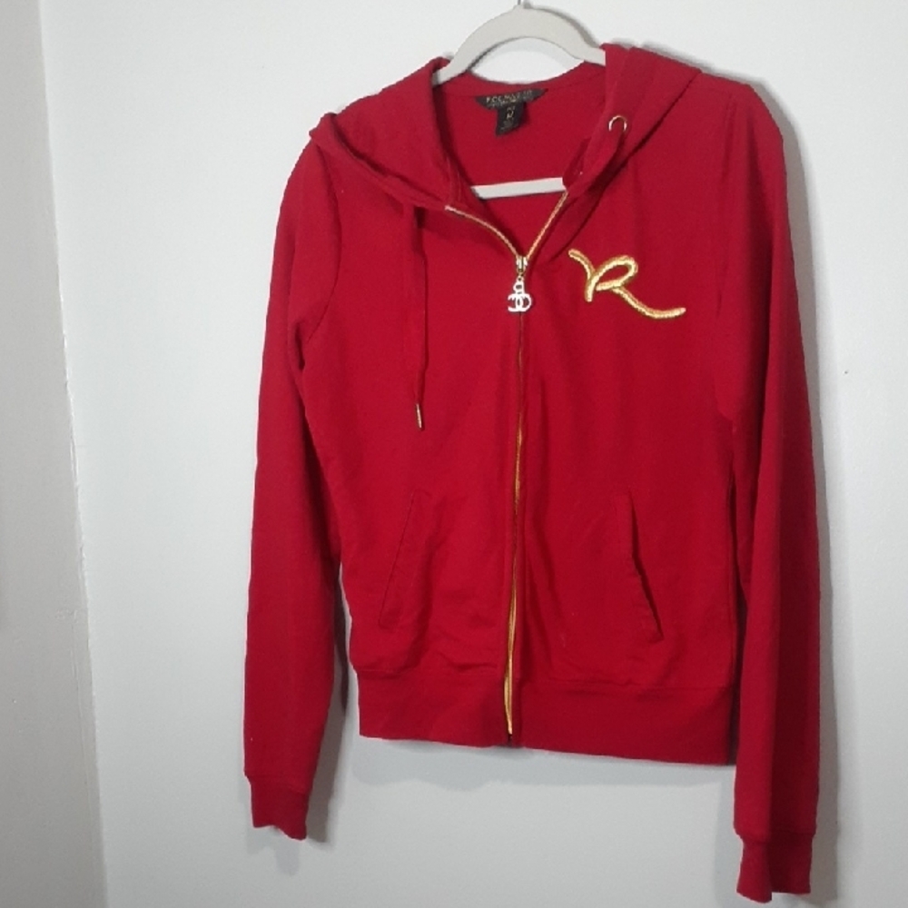 Red Hoodie with Gold Accents